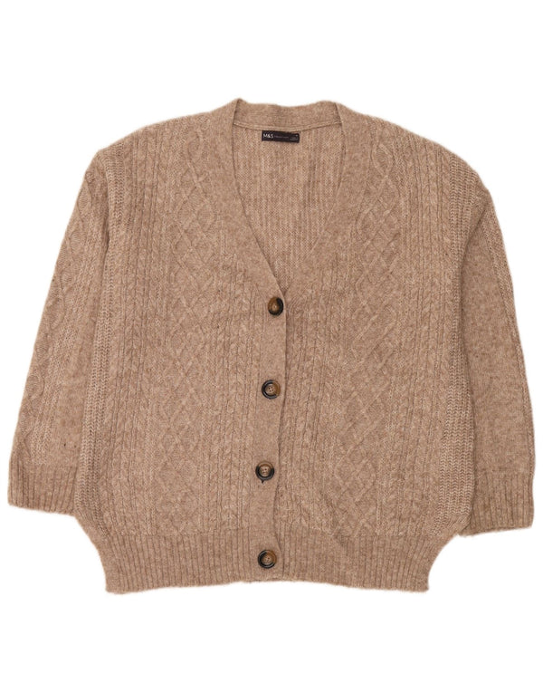 Maglione cardigan da donna Marks & Spencer UK 14 Beige medio screziato