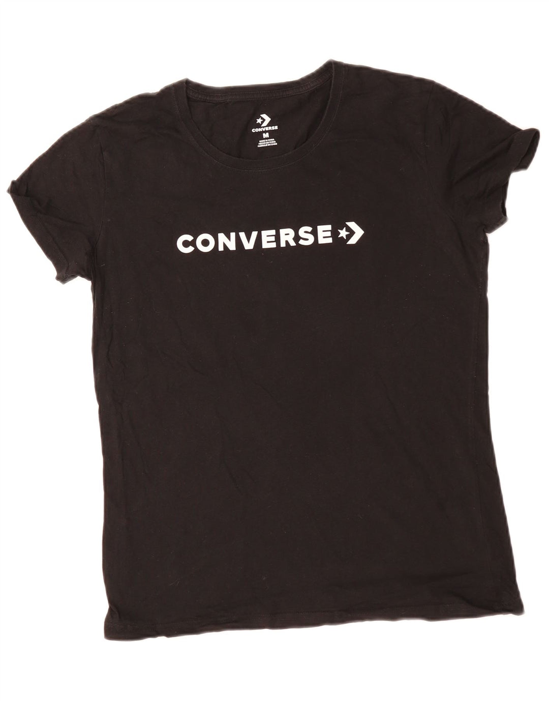 T-shirt grafica da donna CONVERSE Top UK 14 cotone nero medio