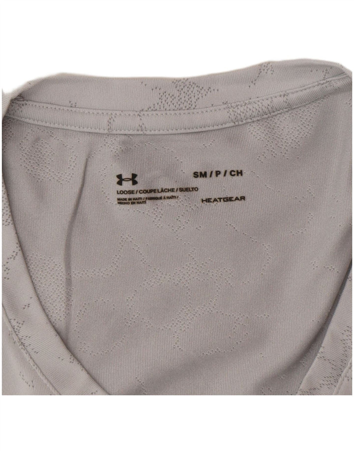 Maglietta Under Armour da donna Heat Gear con motivo astratto UK 10 piccola grigia