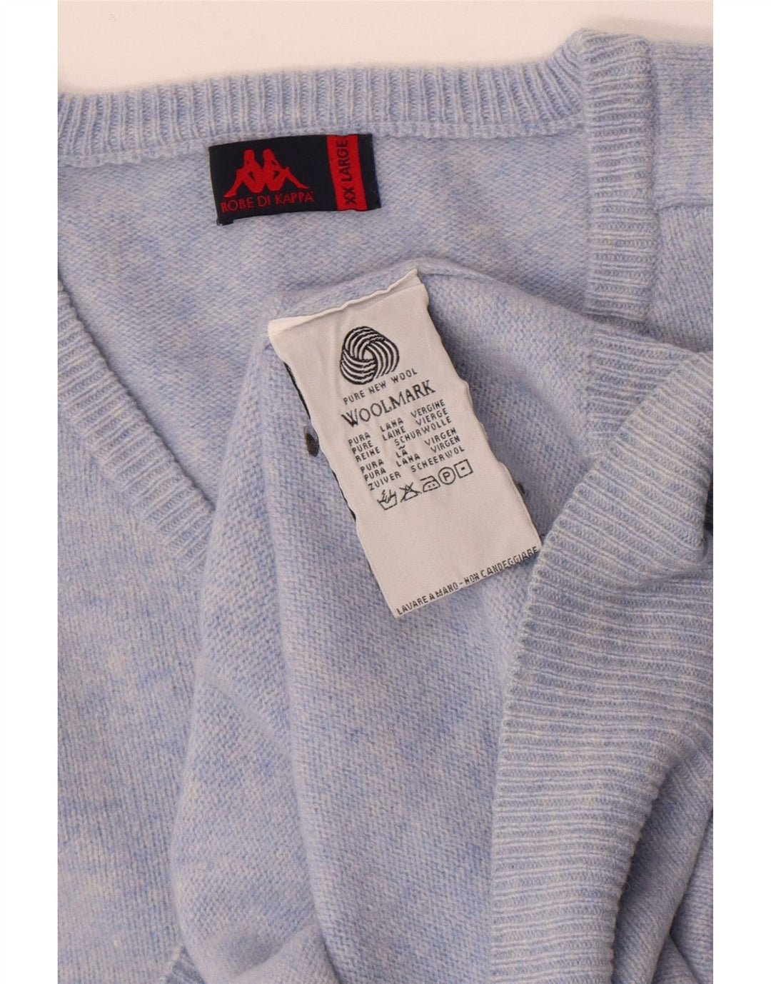 Maglione Kappa da uomo con scollo a V 2XL in lana vergine blu