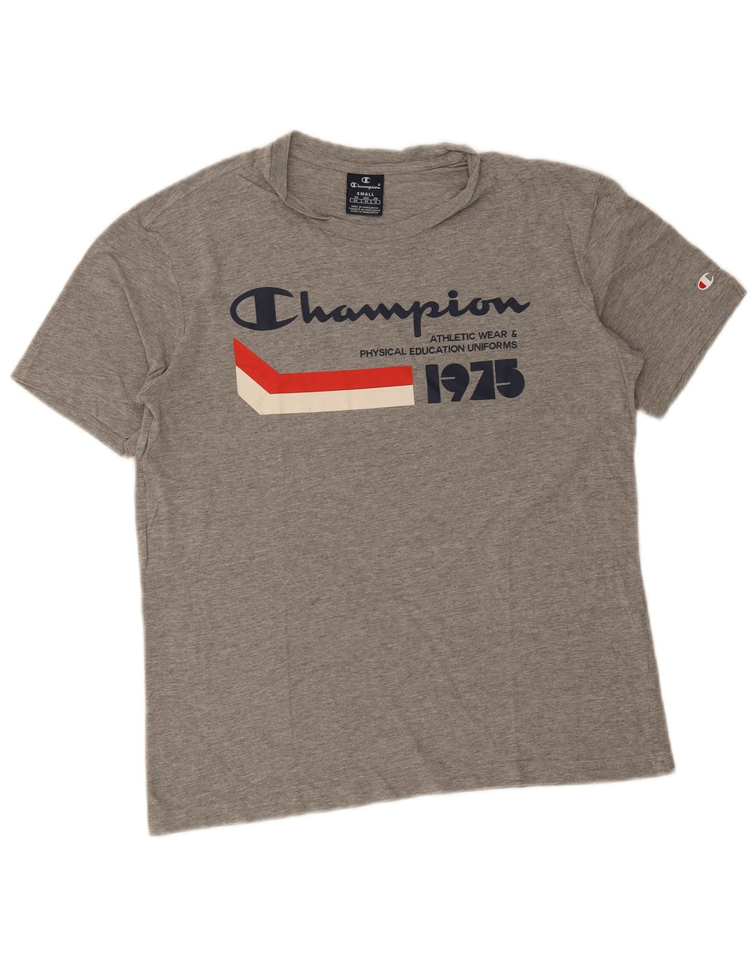 T-shirt grafica da uomo Champion Top in cotone chiazzato grigio piccolo