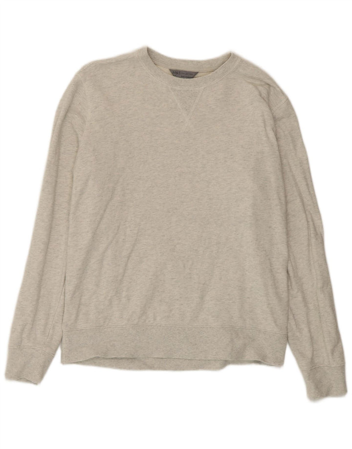 Felpa da uomo Marks & Spencer in cotone grigio medio