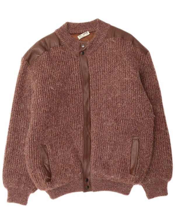 Giubbotto bomber lavorato a maglia da uomo Ted Lapidus IT 52 XL lana screziata marrone