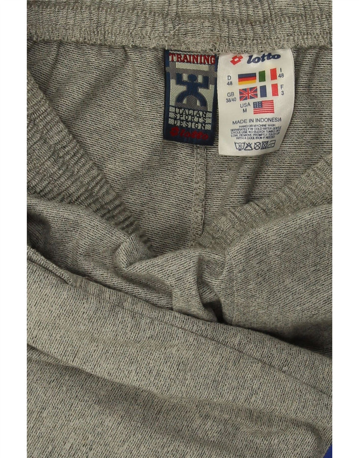 LOTTO Mens Graphic Sport Shorts UK 38/40 Medium  Grey Striped Polyester Vintage Lotto and Second-Hand Lotto from Messina Hembry 