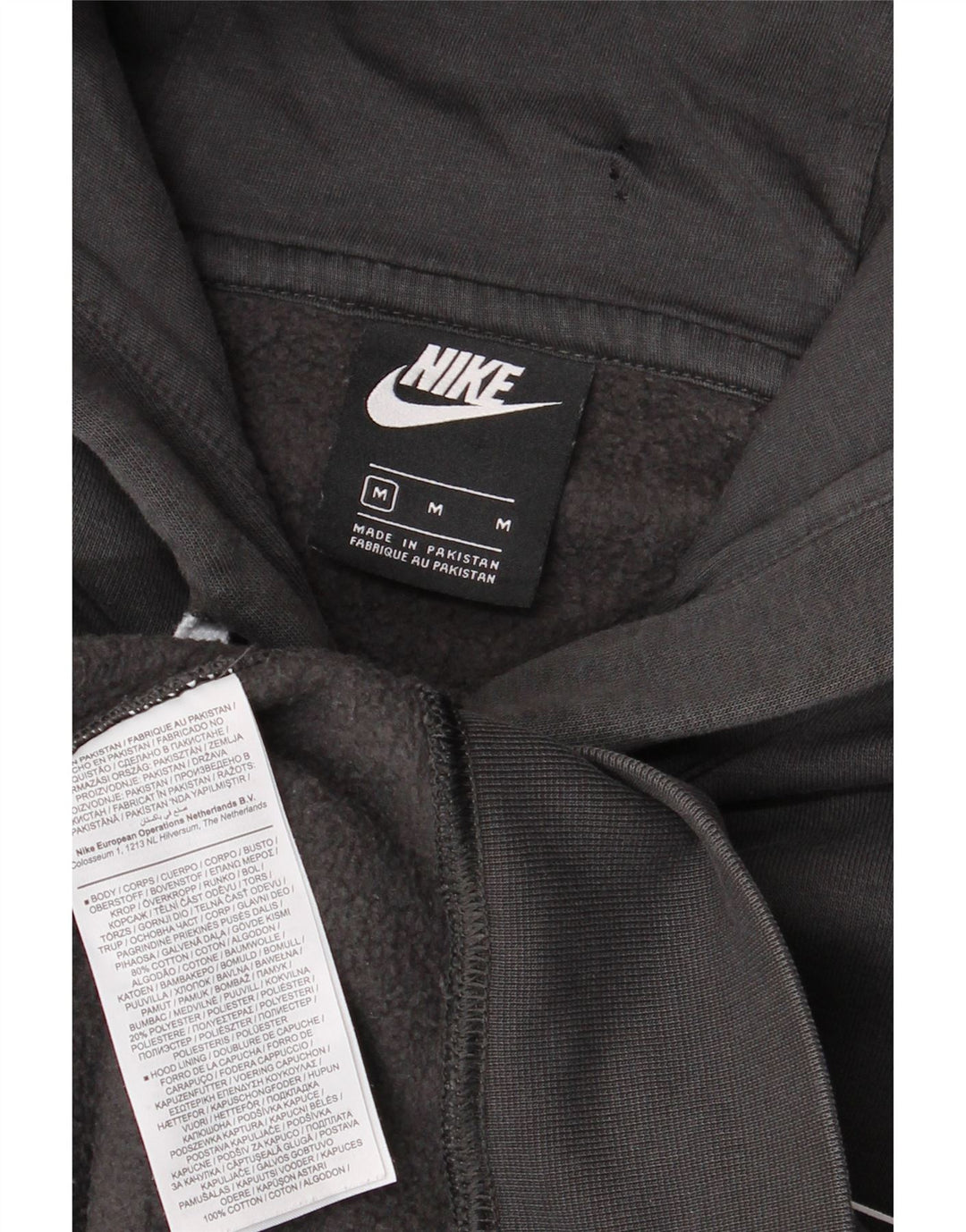 Felpa con cappuccio grafica Nike da uomo in cotone grigio medio