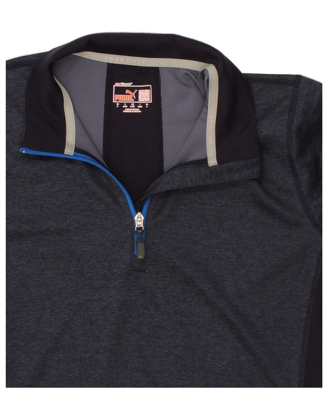 PUMA Mens Zip Neck Pullover Tracksuit Top Small Navy Blue Colourblock Vintage Puma and Second-Hand Puma from Messina Hembry 