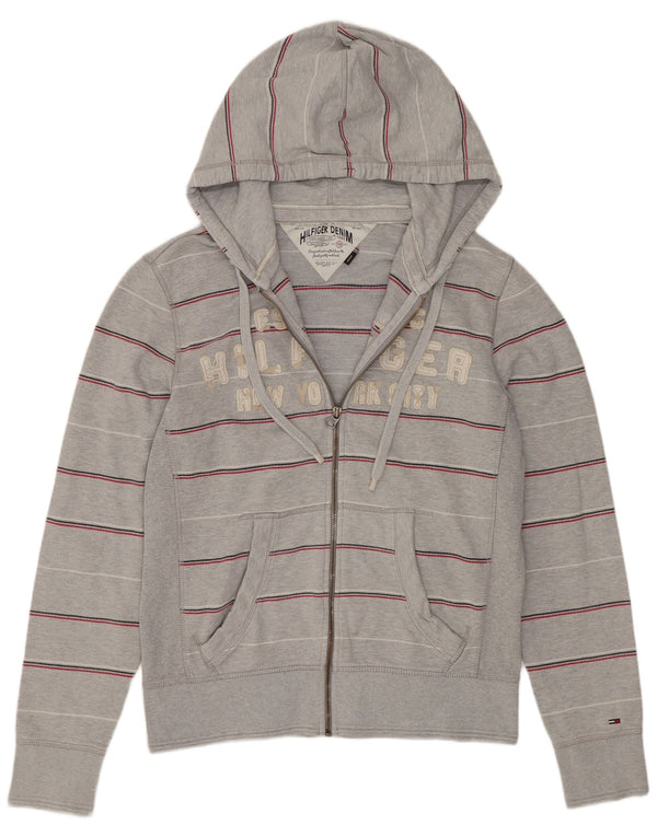 Maglione con cappuccio e zip grafica da donna Tommy Hilfiger UK 14 Grigio medio a righe