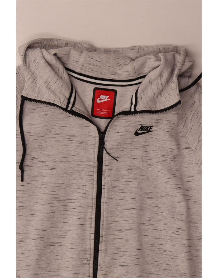Felpa con cappuccio e zip Nike da uomo, grande, in cotone chiazzato grigio