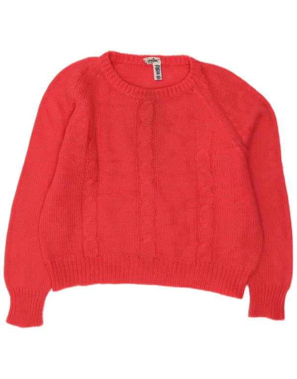 Maglione maglione girocollo da donna vintage UK 16 grande rosa