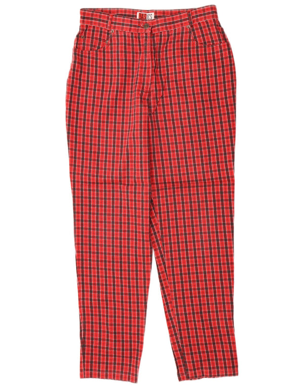 Pantaloni casual a vita alta da donna Basics UK 16 Large W30 L30 a quadri rossi