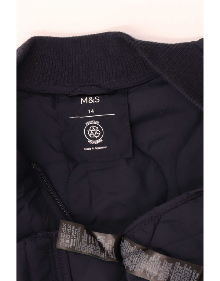 Giacca trapuntata da donna Marks & Spencer UK 14 grande poliestere blu navy