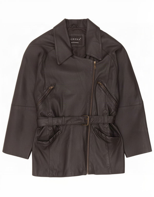 Giacca in pelle oversize da donna Morena UK 10 piccola nera