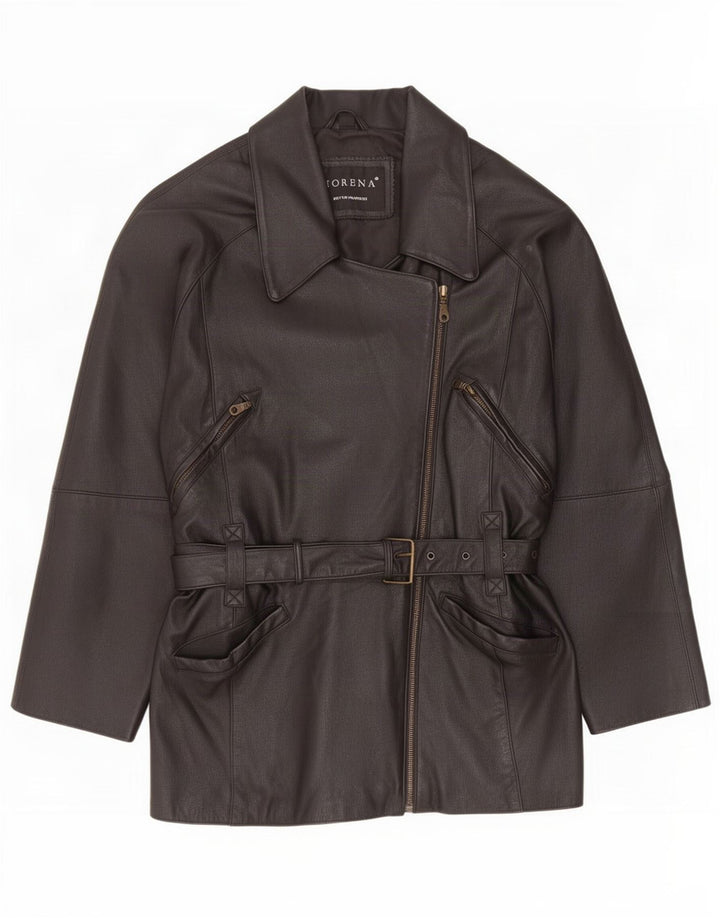 Giacca in pelle oversize da donna Morena UK 10 piccola nera