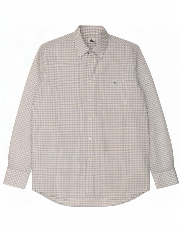 Camicia da uomo Lacoste taglia 42 grande cotone a quadri blu