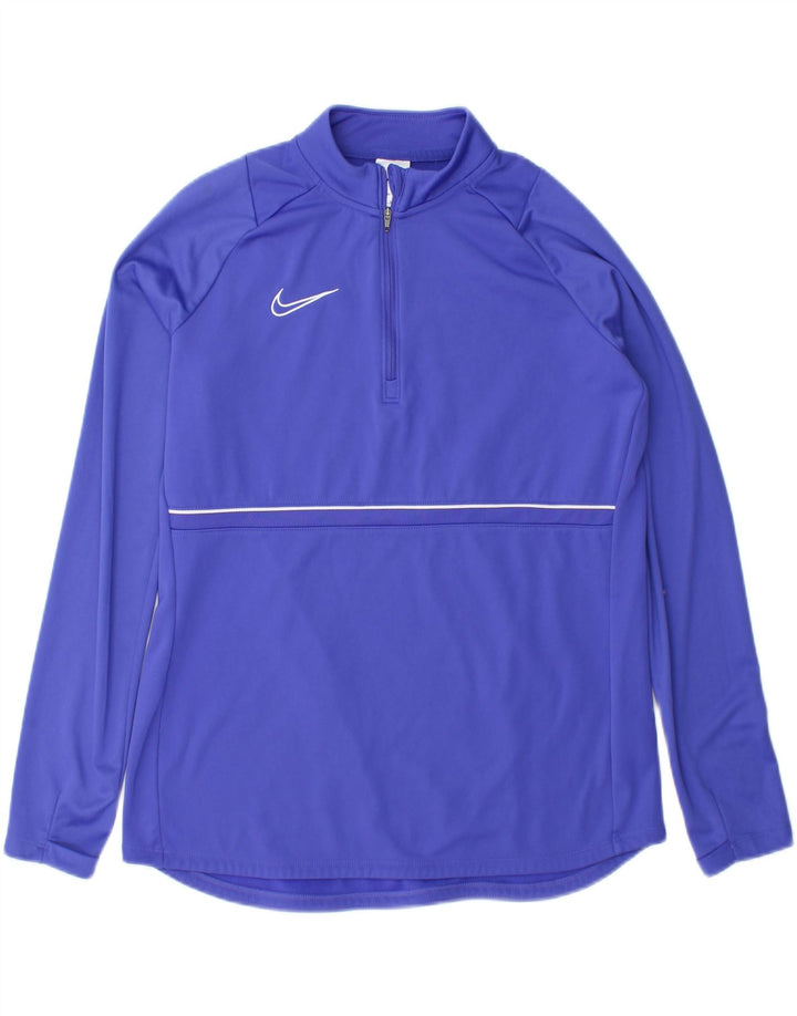 NIKE Womens Dri Fit Zip Neck Pullover Tracksuit Top UK 16 Large Blue Vintage Nike and Second-Hand Nike from Messina Hembry 