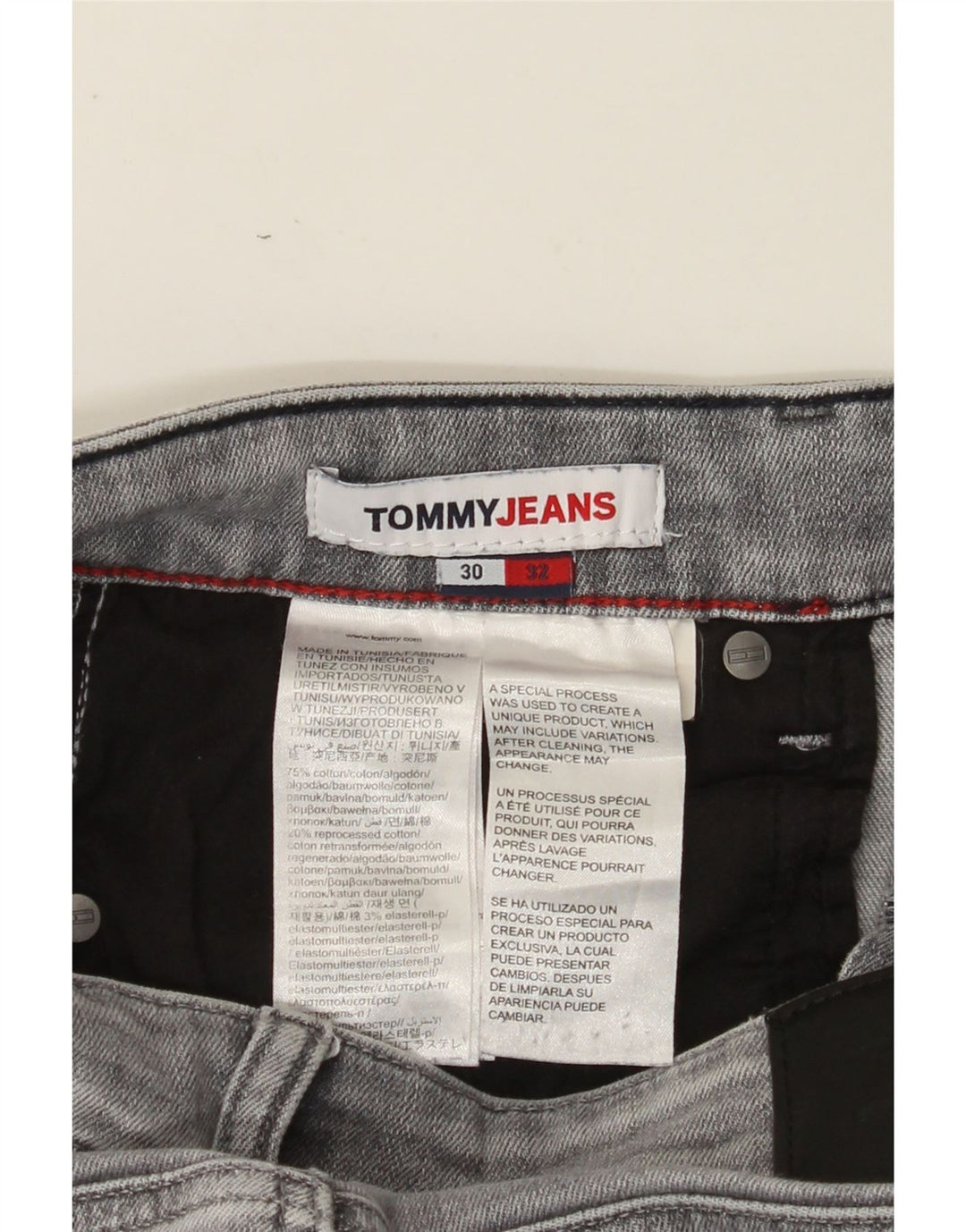 TOMMY HILFIGER Jeans slim Scanton da uomo W30 L32 cotone grigio