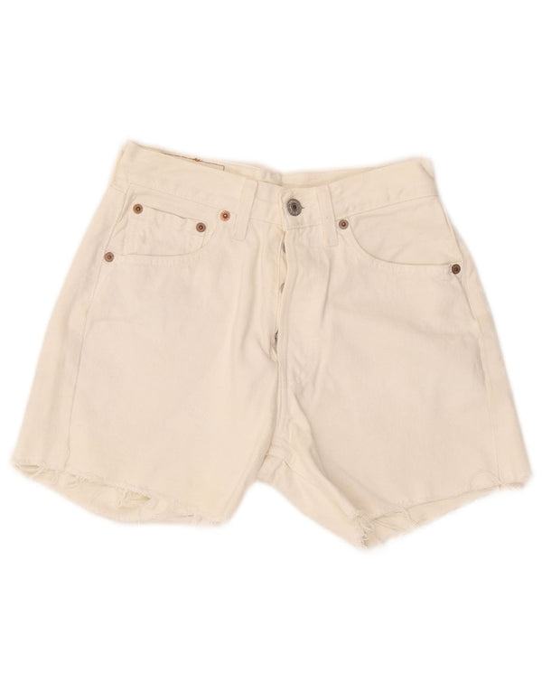 Pantaloncini di jeans Levi's 501 da donna W27 piccoli bianchi