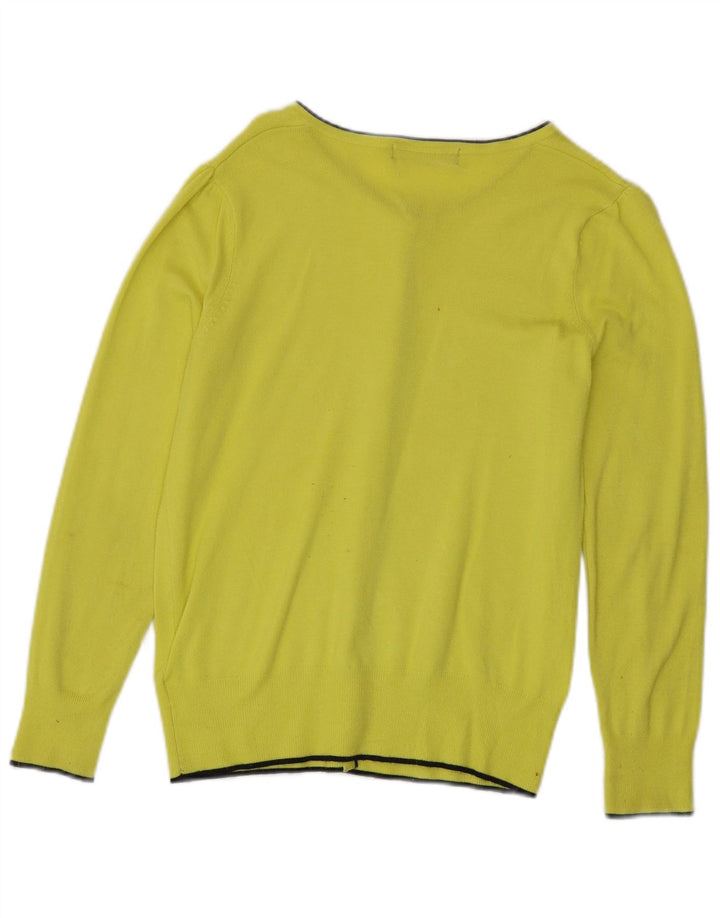 Maglione cardigan da donna Marks & Spencer UK 10 piccolo viscosa gialla