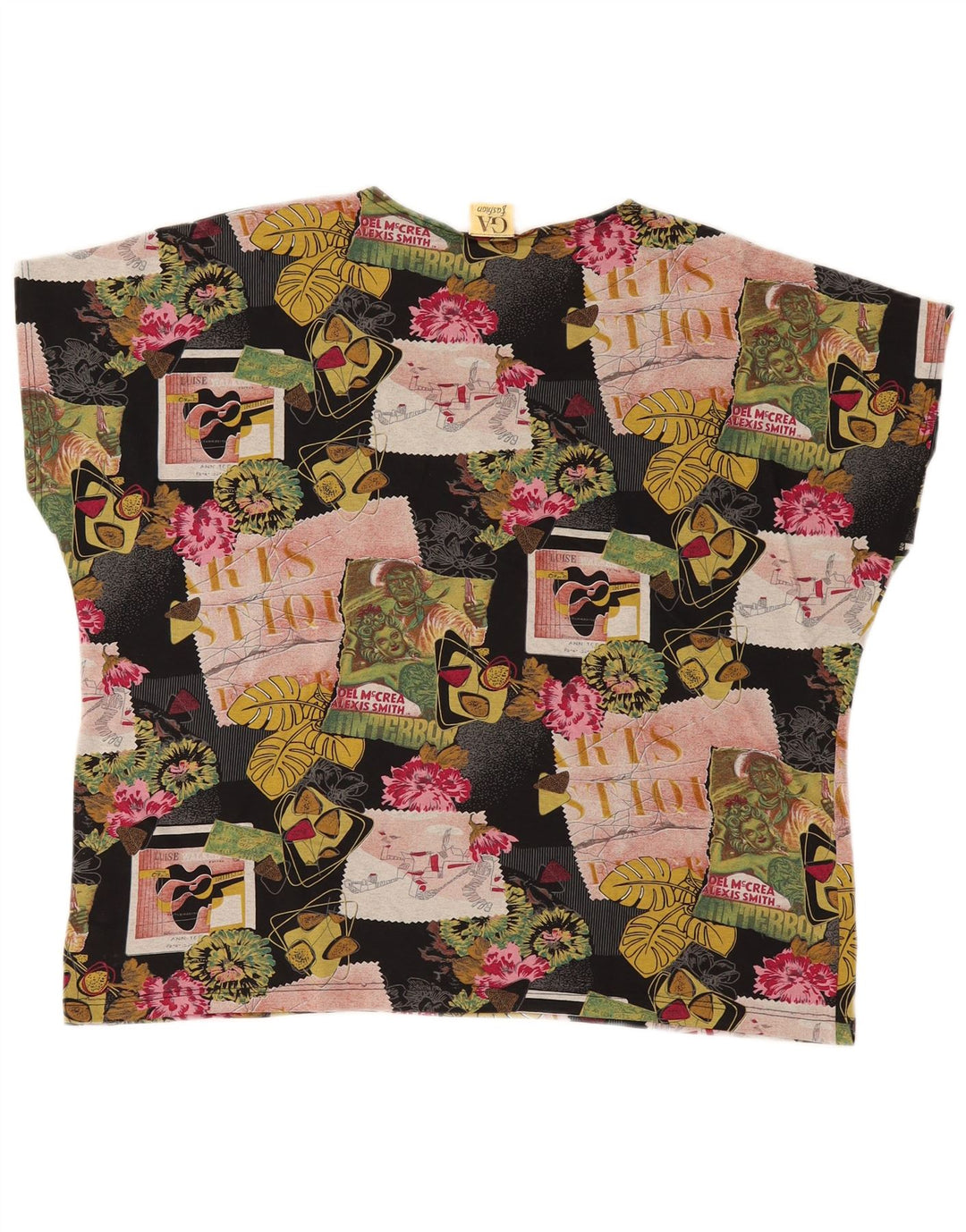 T-shirt grafica da donna VINTAGE Top EU 46 XL cotone multicolore