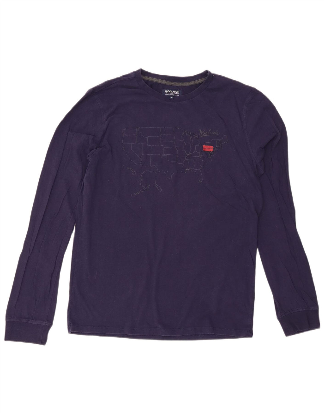 WOOLRICH Womens Graphic Top Long Sleeve UK 16 Large  Navy Blue