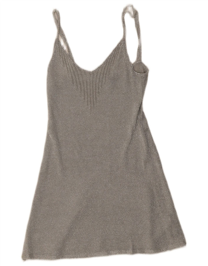 Abito sottoveste da donna Topshop UK 8 piccolo in viscosa argento