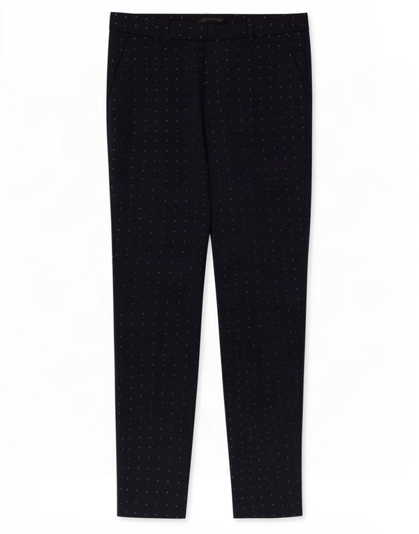 Pantaloni chino slim da donna Zara piccoli W26 L28 poliestere maculato blu navy