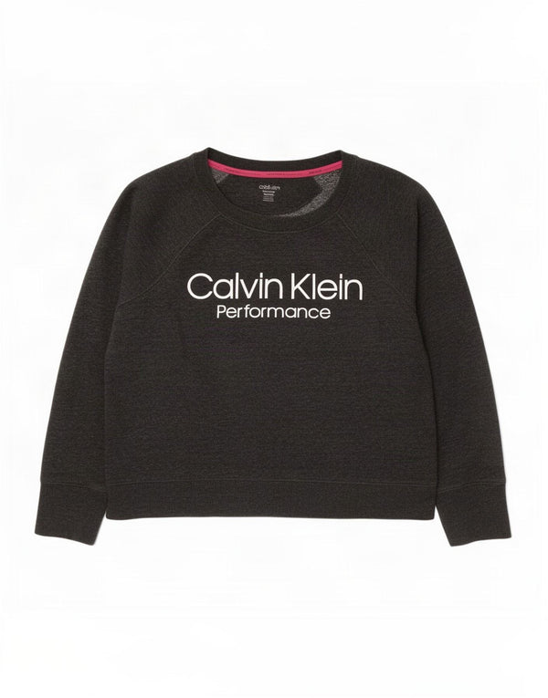 Calvin Klein Womens Graphic Sweatshirt Jumper UK 18 XL Grey Cotton