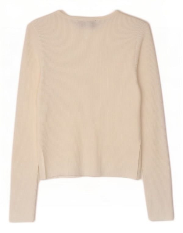 Maglione cardigan corto da donna Zara UK 12 Viscosa bianca media