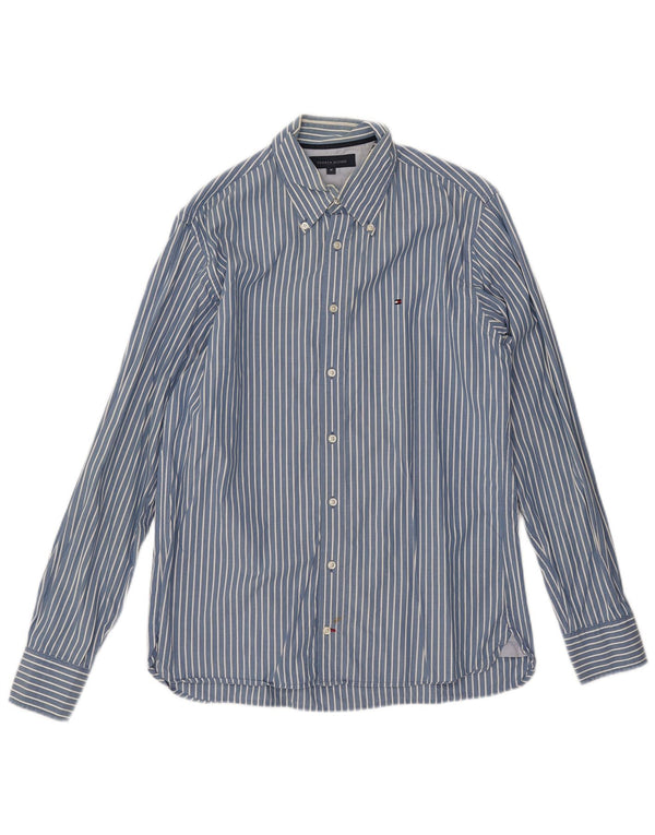 TOMMY HILFIGER Camicia da uomo in cotone gessato blu medio