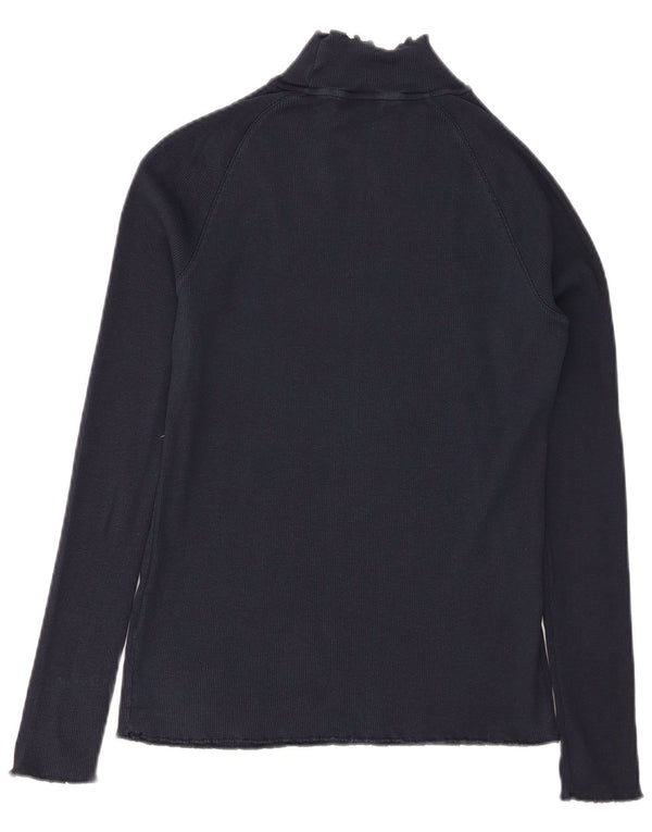 TOMMY HILFIGER Top da donna manica lunga UK 12 medio blu navy