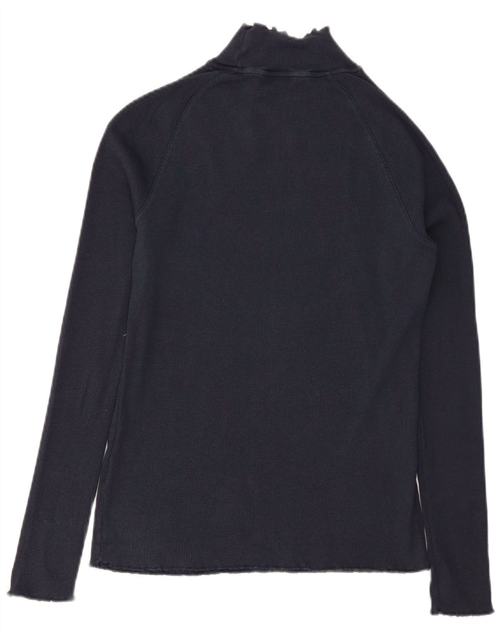 TOMMY HILFIGER Top da donna manica lunga UK 12 medio blu navy