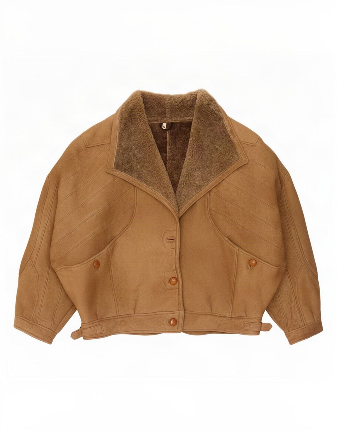 Giacca vintage in shearling a pipistrello da donna IT 44 Marrone medio
