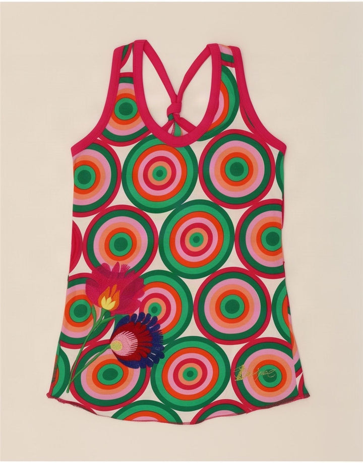Desigual Womens Graphic Vest Top UK 12 Medium multicolore geometrico