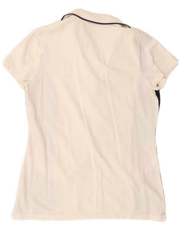 TOMMY HILFIGER Polo da donna UK 14 Large White Colourblock