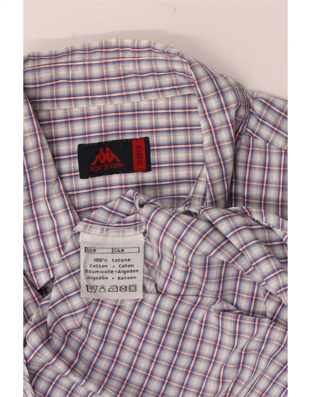 Camicia Kappa da uomo a maniche corte XL in cotone a quadri blu
