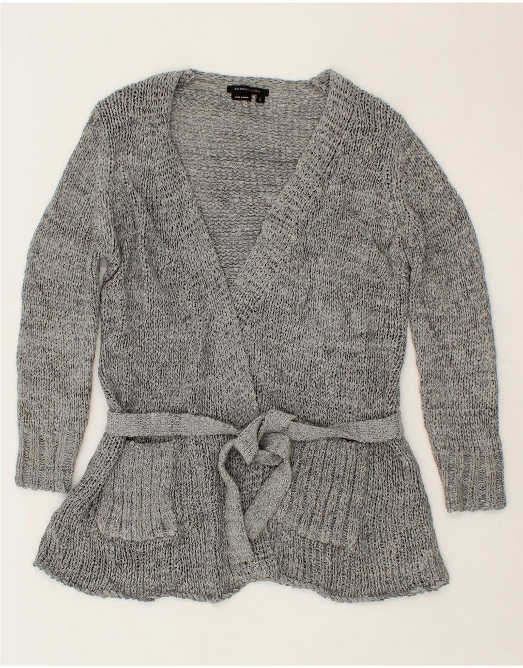 BCBGMAXAZRIA Womens Cardigan Sweater UK 16 Large Grey Acrylic Vintage BCBGMAXAZRIA and Second-Hand BCBGMAXAZRIA from Messina Hembry 