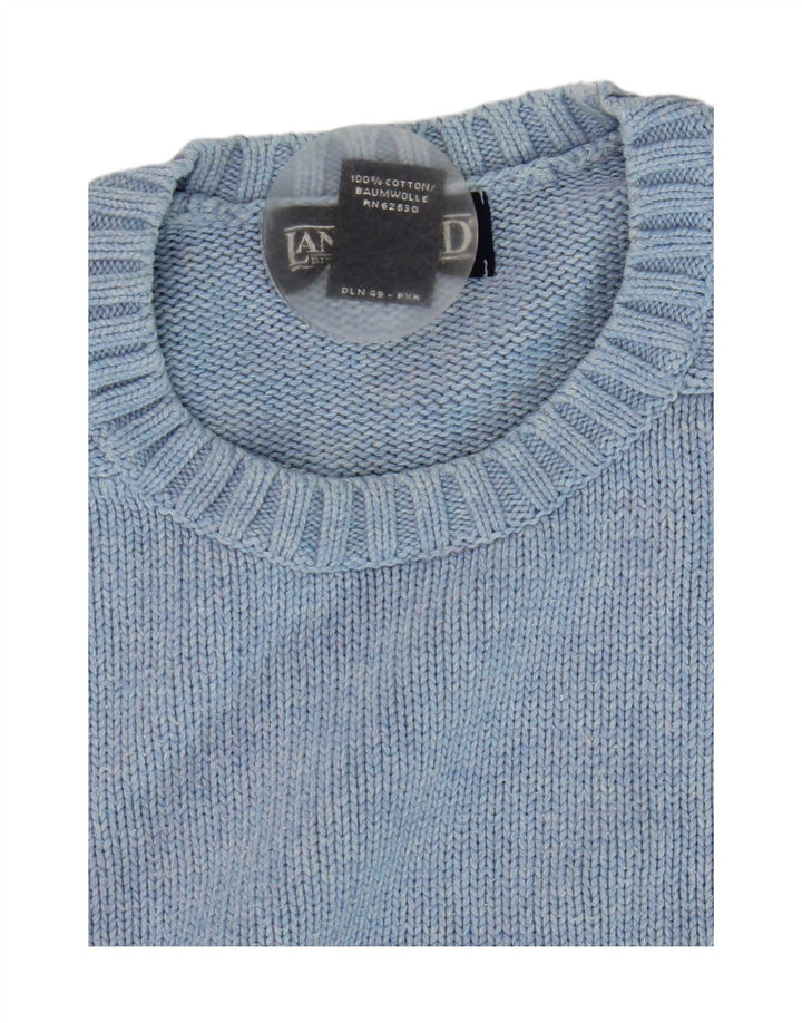 Maglione maglione girocollo da donna Lands End UK 10/12 Cotone blu medio