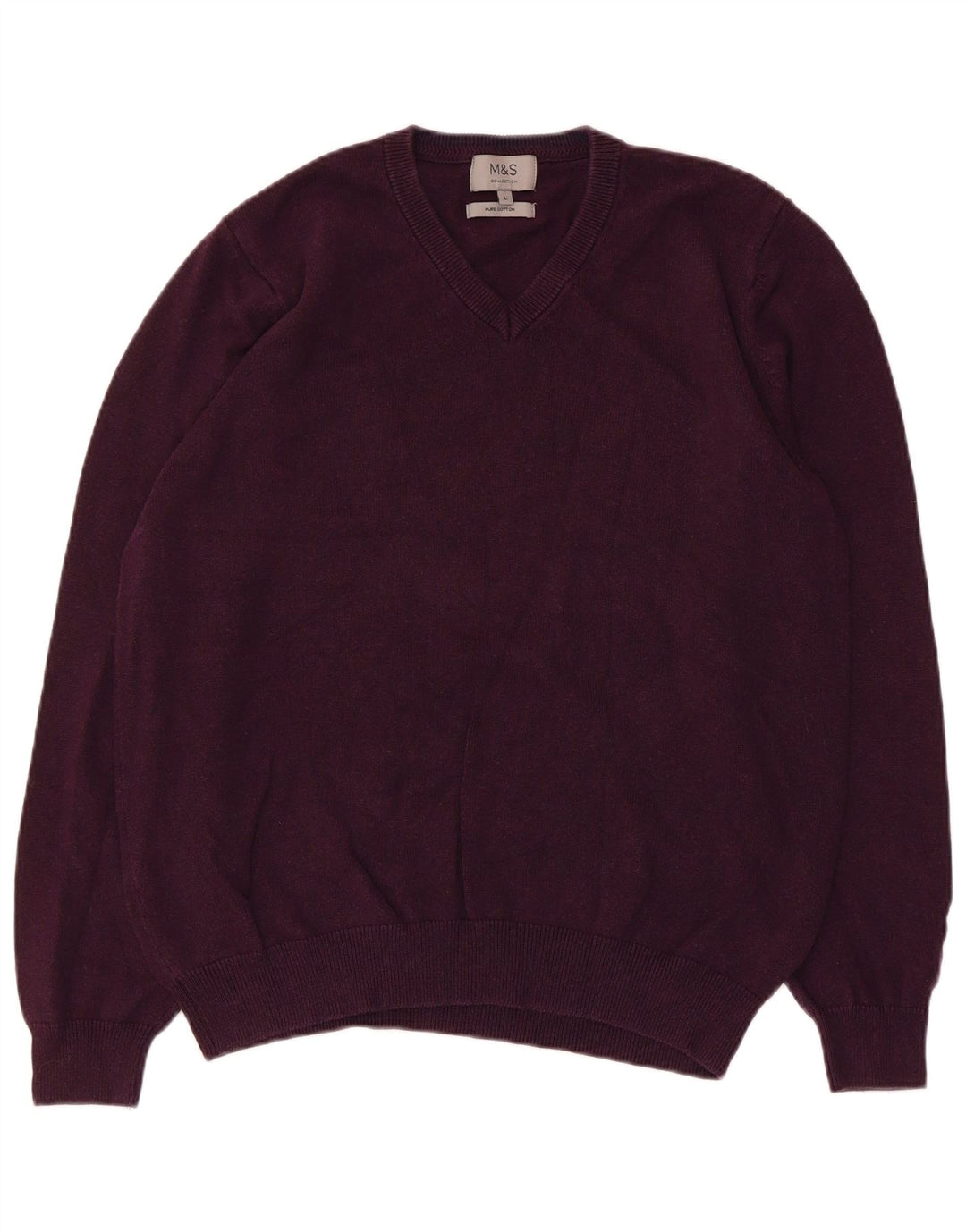 Maglione da uomo con scollo a V Marks & Spencer grande cotone viola