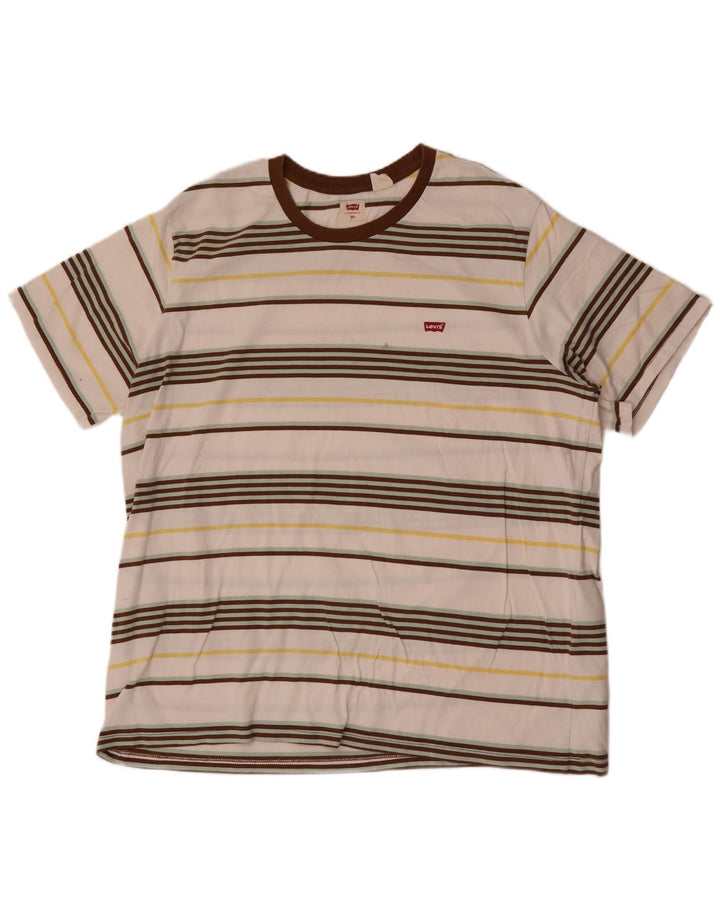 T-shirt da uomo Levi's Top 2XL cotone a righe bianco sporco