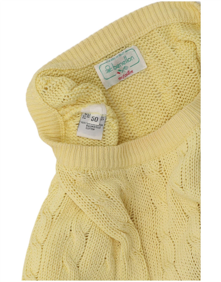 Maglione da uomo con scollo a barchetta Benetton IT 50 in cotone giallo medio