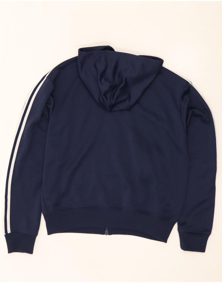 Maglione con cappuccio e zip da uomo Adidas grande in poliestere blu navy