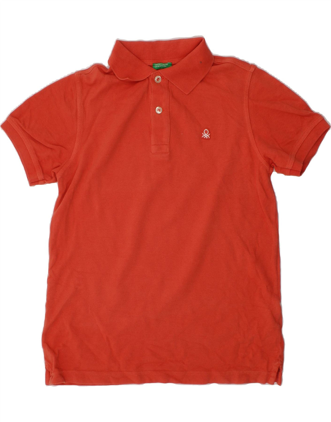 BENETTON Boys Polo Shirt 8-9 Years Large  Orange Cotton Vintage Benetton and Second-Hand Benetton from Messina Hembry 