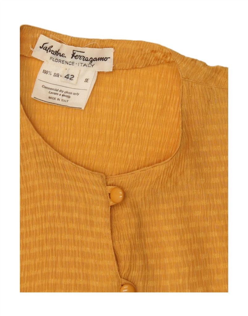 SALVATORE FERRAGAMO Womens Blouse Top IT 42 Medium Yellow Striped Vintage Salvatore Ferragamo and Second-Hand Salvatore Ferragamo from Messina Hembry 