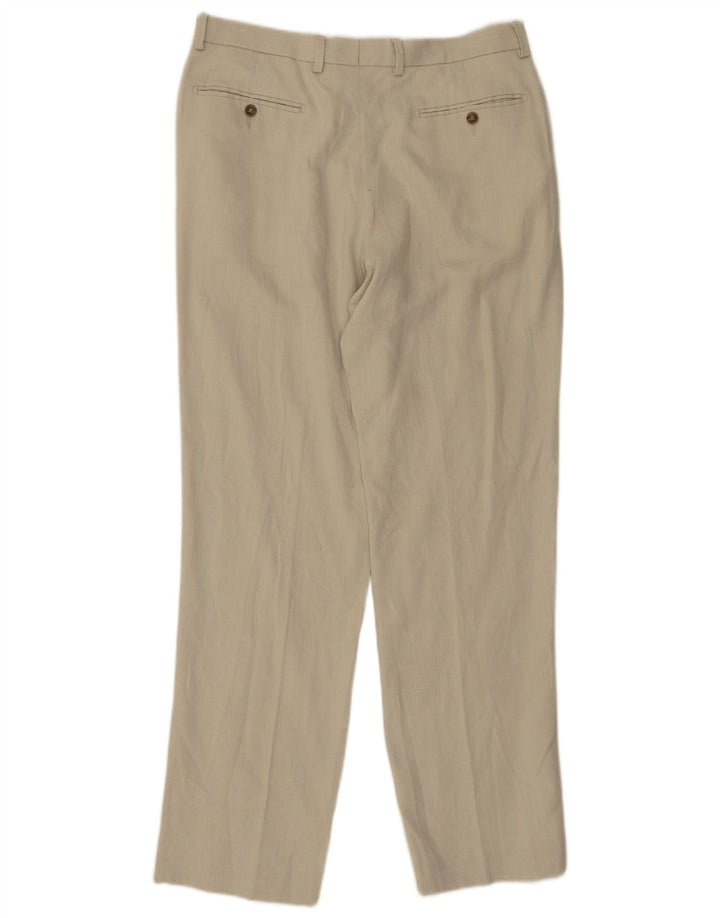 Pantaloni da abito vestibilità regolare Marks & Spencer da uomo W34 L33 Lino beige