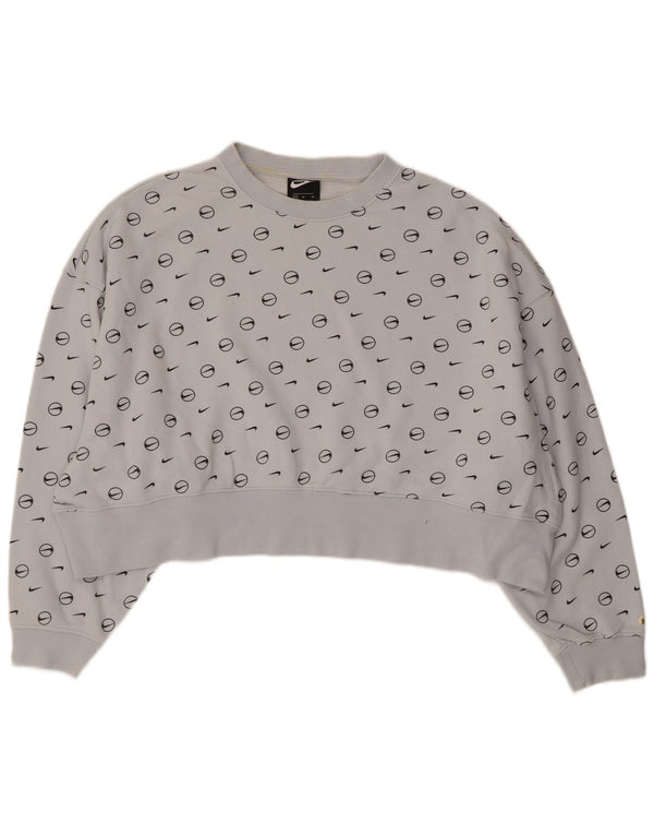 Felpa con grafica corta oversize da donna Nike, maglione UK 14, blu medio