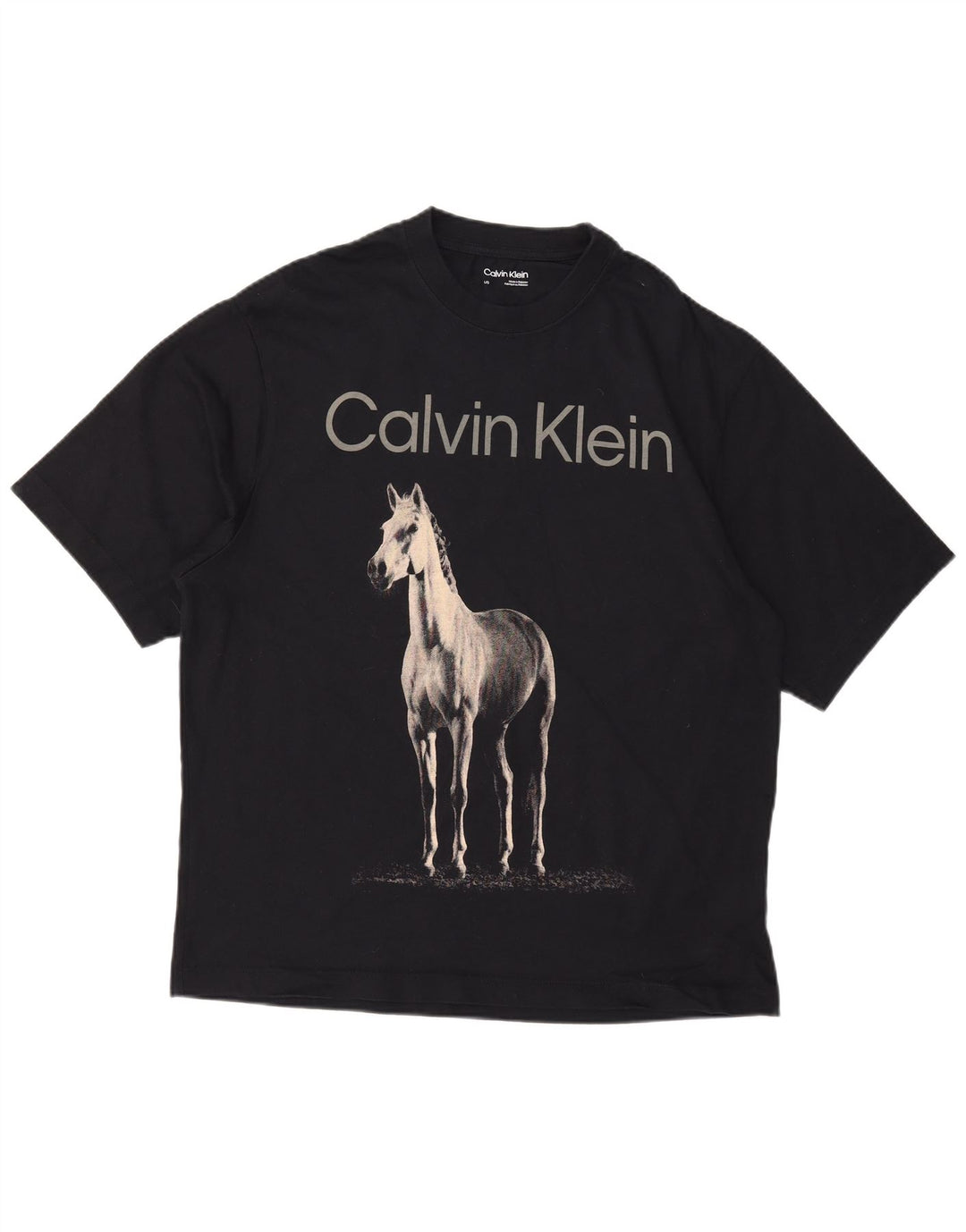 T-shirt grafica da uomo Calvin Klein Top grande in cotone nero