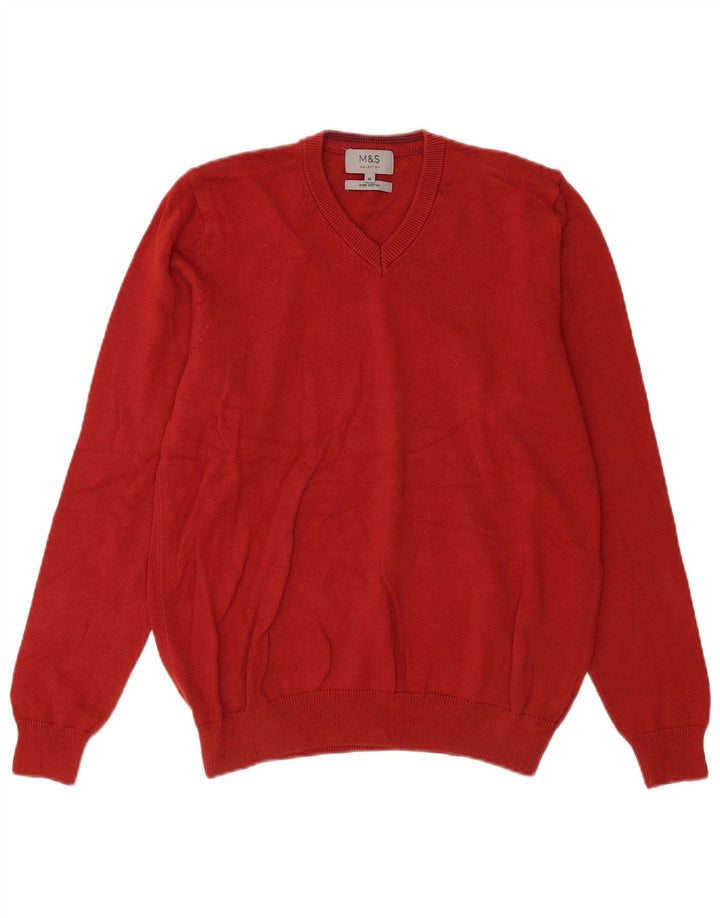 Maglione da uomo con scollo a V Marks & Spencer rosso medio