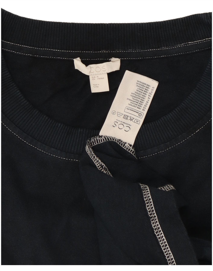 Cos Top da uomo a maniche lunghe in cotone blu navy medio