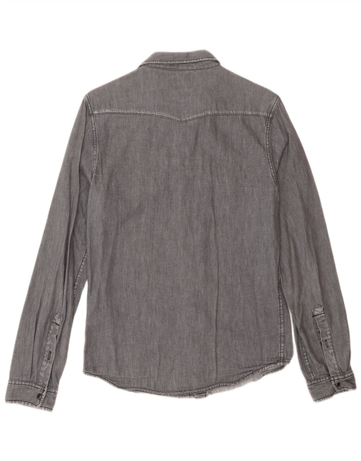 Camicia in denim western da uomo Lee piccola in cotone grigio