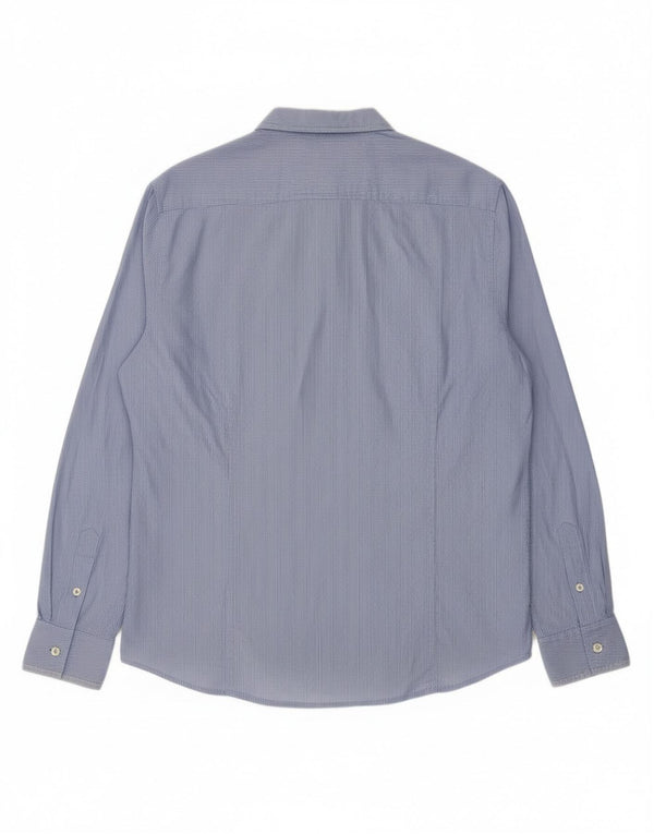 Camicia geografica da uomo Napapijri XL in cotone gessato blu